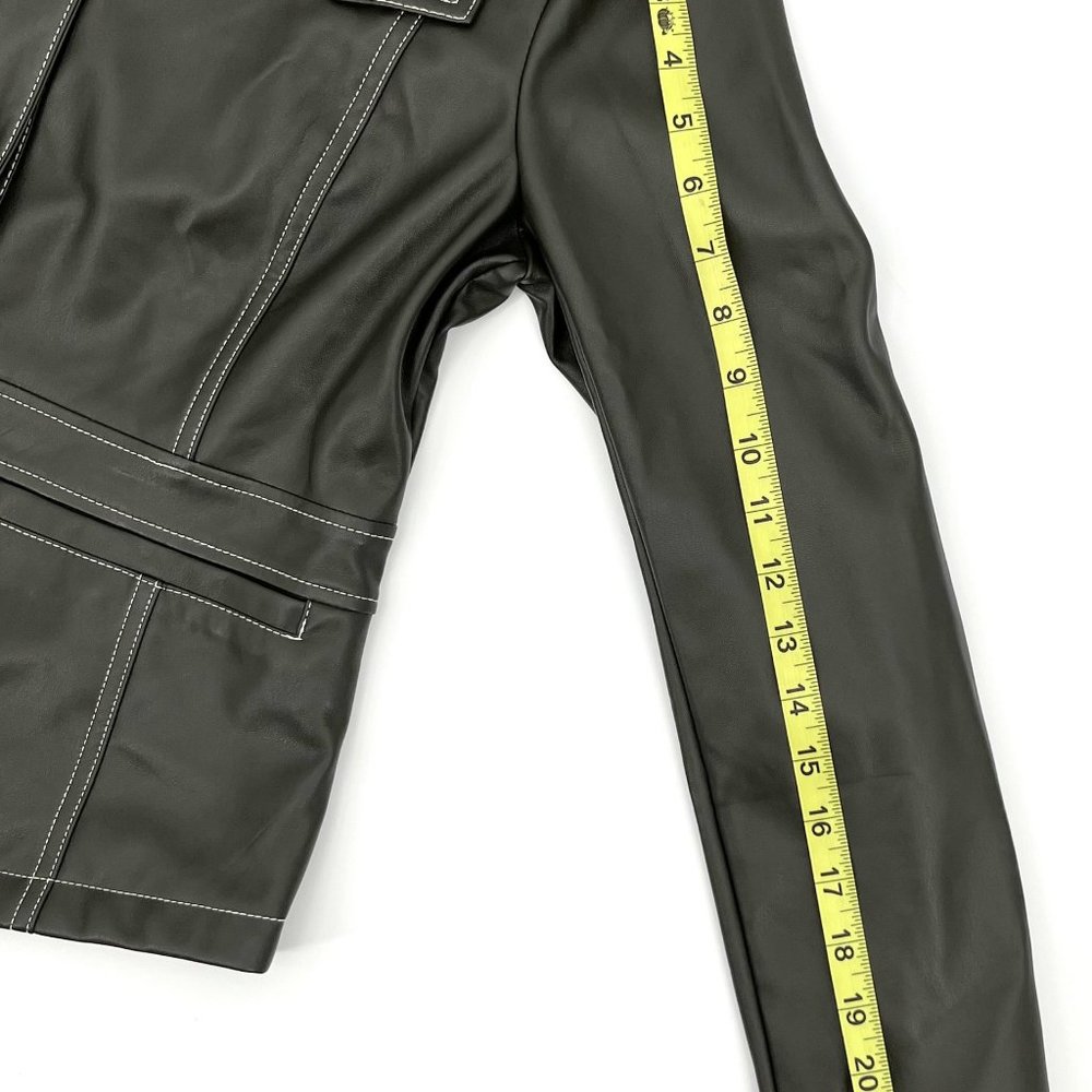 Sam Edelman Vegan Faux‎ Leather Jacket Women's Size Medium Loden Brown NWT - Picture 12 of 12